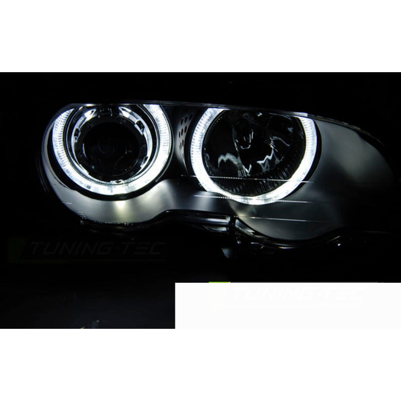 Fari Anteriori Angel Eyes LED Neri per BMW E46 Coupé Cabrio (99-03)