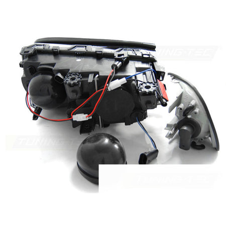 Fari Anteriori Angel Eyes LED Neri per BMW E46 Coupé Cabrio (99-03)