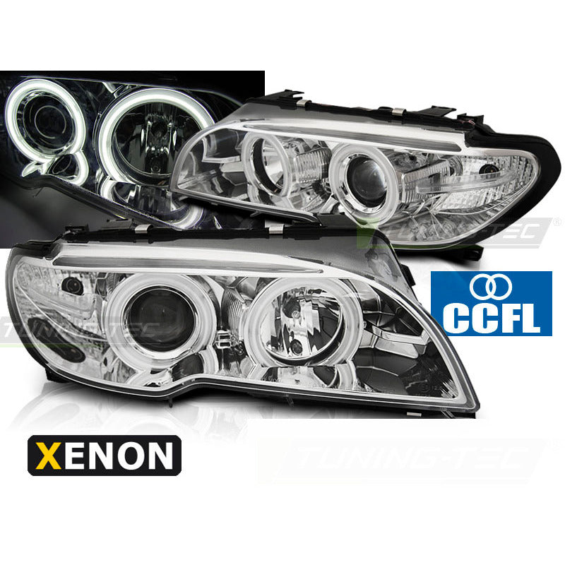 Xenon Fari Angel Eyes CCFL Cromato per BMW E46 Coupé Cabrio (04-06)