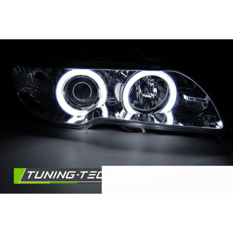 Xenon Fari Angel Eyes CCFL Cromato per BMW E46 Coupé Cabrio (04-06)