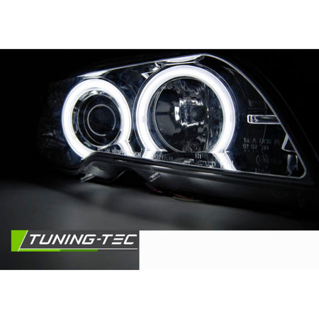 Xenon Fari Angel Eyes CCFL Cromato per BMW E46 Coupé Cabrio (04-06)