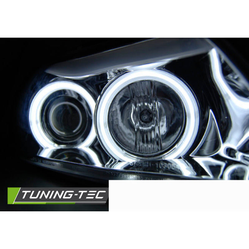 Fari Angel Eyes CCFL Cromato per BMW E90/E91 (03.05-08.08) Fanali Anteriori