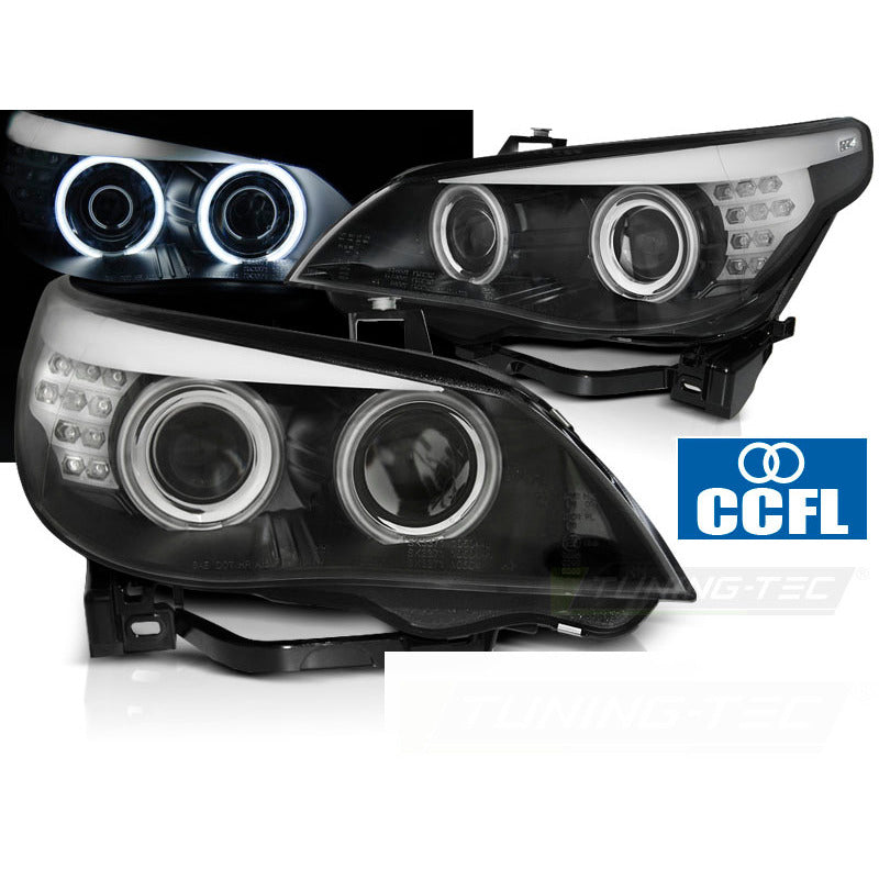 Fari Angel Eyes CCFL Neri LED Indicatori per BMW E60/E61 (2003-2007)