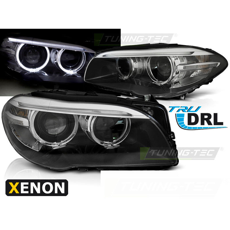 Xenon Fari Angel Eyes LED DRL Nero per BMW F10 F11 (10-07.13)