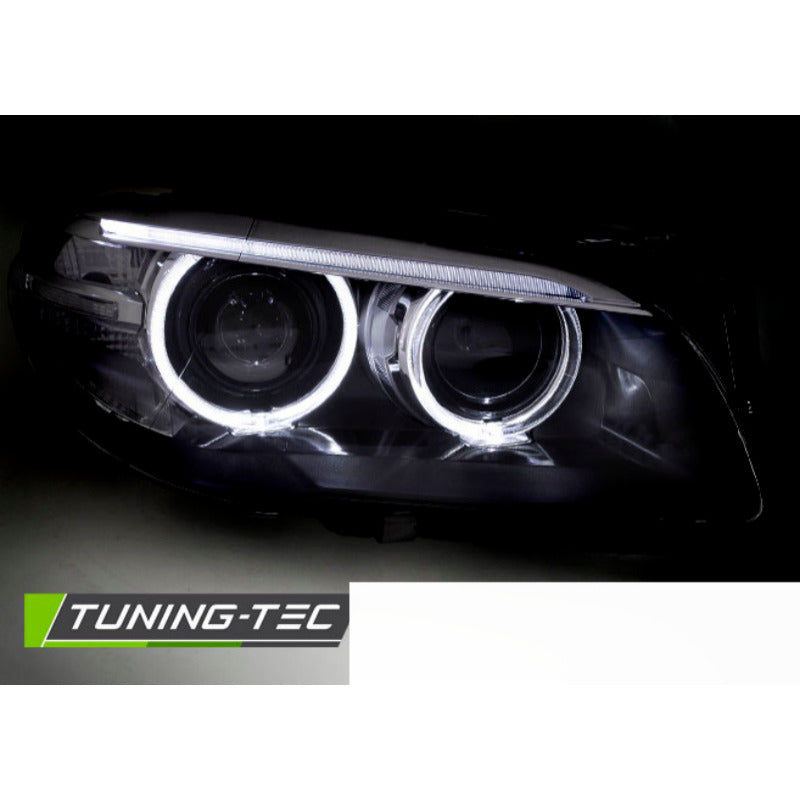 Xenon Fari Angel Eyes LED DRL Nero per BMW F10 F11 (10-07.13)