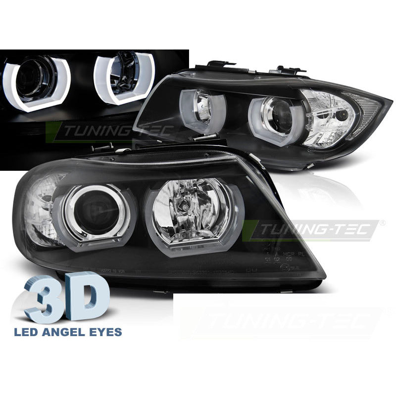 Fari U-Led 3D Neri per BMW E90/E91 (03.05-08.0) - Fanali Anteriori