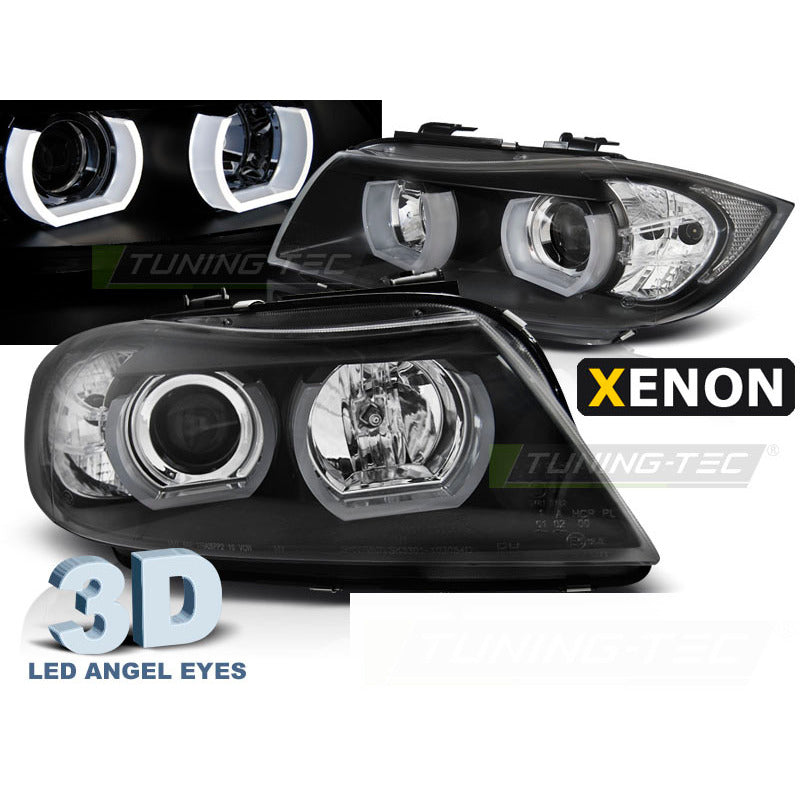 Xenon Fari U-Led 3D Neri per BMW E90/E91 (03.05-08.08) Kit Fari allo Xeno