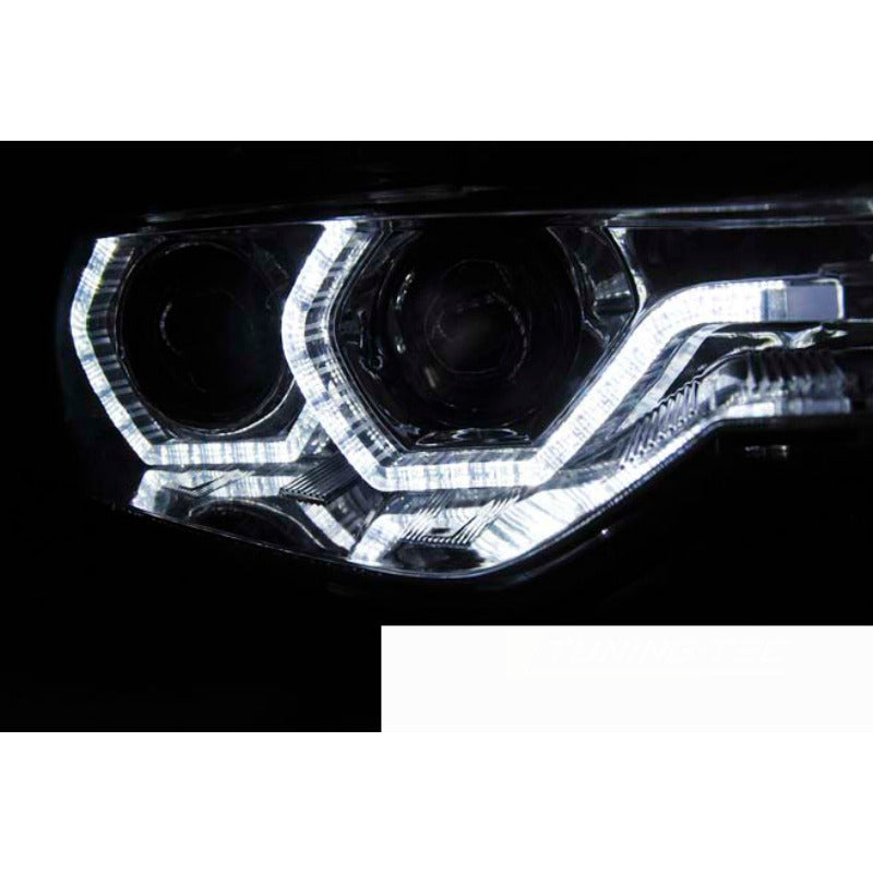 Fari Anteriori Angel Eyes LED DRL Cromati per BMW F30/F31 (10.11 - 05.15)