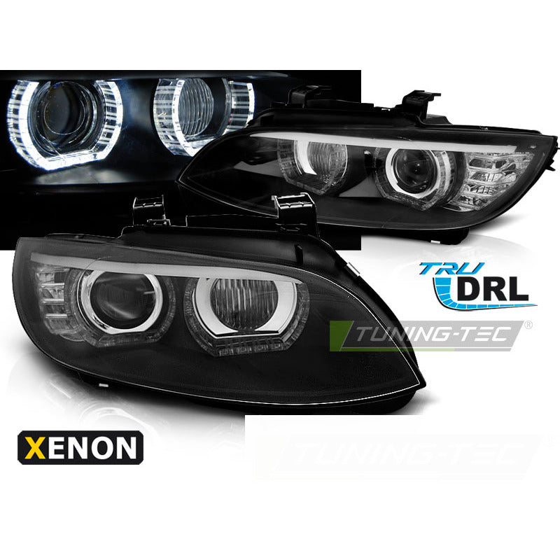 Xenon Fari Angel Eyes LED Nero per BMW E92/E93 (2006-2010)