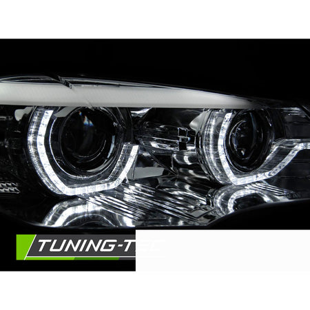 Xenon Fari Angel Eyes LED DRL Cromato Afs per BMW X5 E70 (2007-2010)