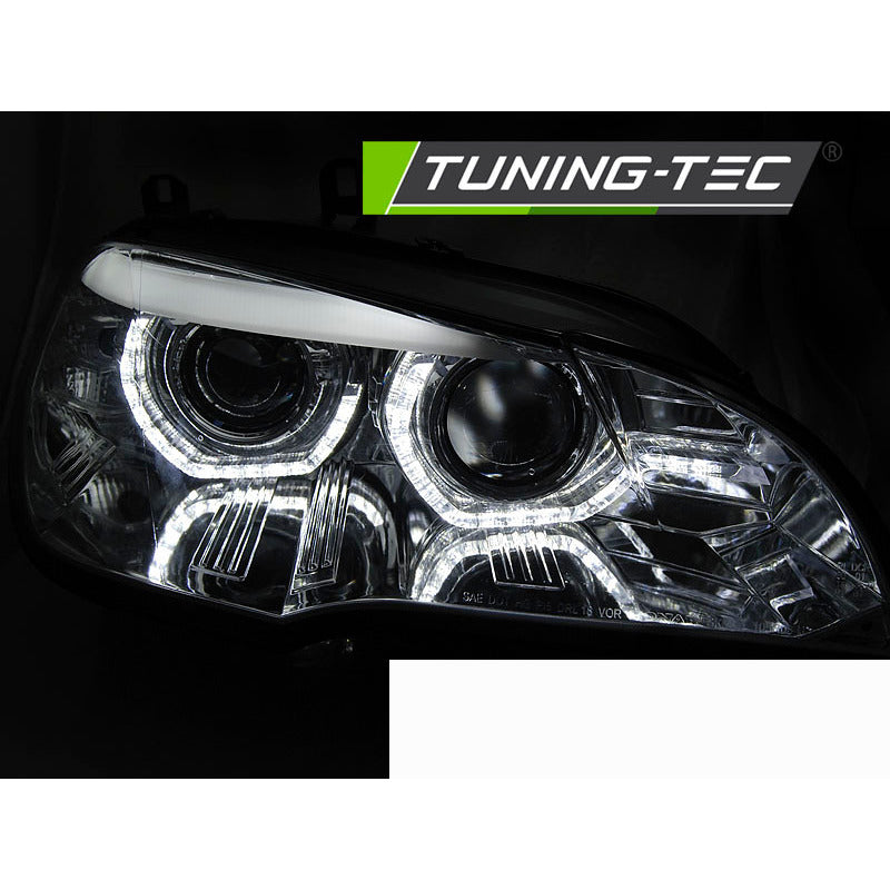 Xenon Fari Angel Eyes LED DRL Cromato Afs per BMW X5 E70 (2007-2010)