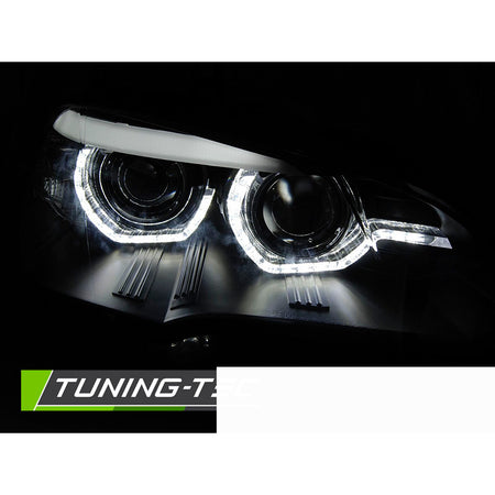 Xenon Fari Angel Eyes LED DRL Nero Afs per BMW X5 E70 (2007-2010)