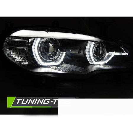 Xenon Fari Angel Eyes LED DRL Nero Afs per BMW X5 E70 (2007-2010)