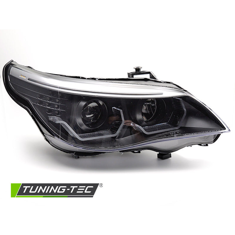 Fari Angel Eyes LED 3D Nero per BMW E60 E61 (2003-2007) Fari Anteriori