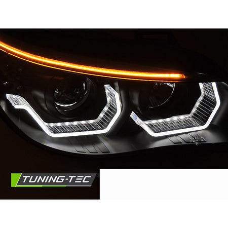 Fari Angel Eyes LED 3D Nero per BMW E60 E61 (2003-2007) Fari Anteriori