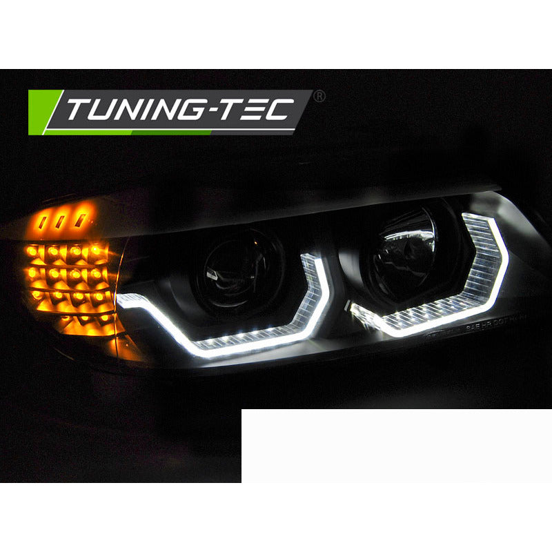 Fari Angel Eyes LED 3D Nero per BMW E90/E91 (2005-2008) Fanali Anteriori