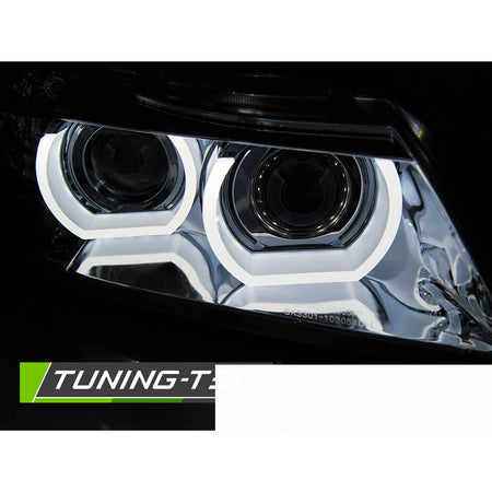 Xenon Fari Angel Eyes LED DRL Cromato per BMW E90/E91 (09-11)