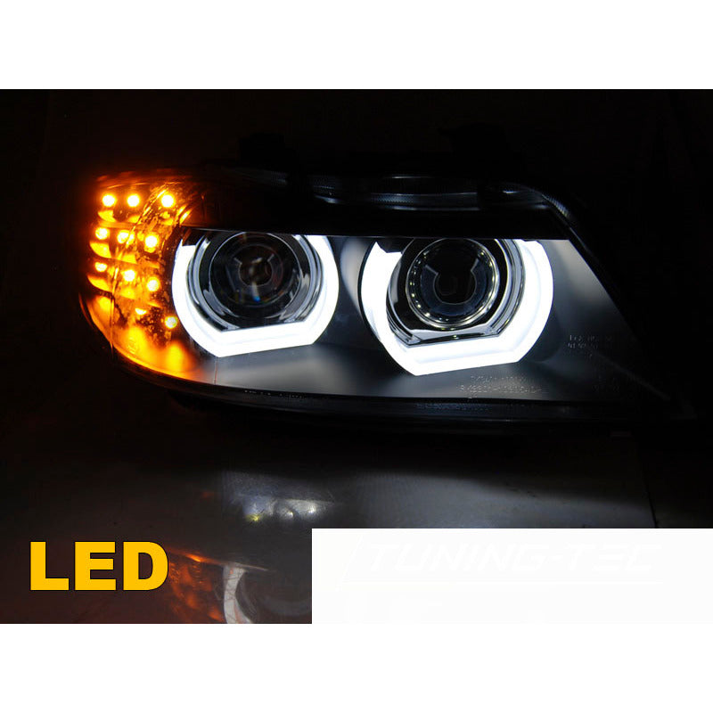 Xenon Fari Angel Eyes LED DRL Nero per BMW E90/E91 (09-11)