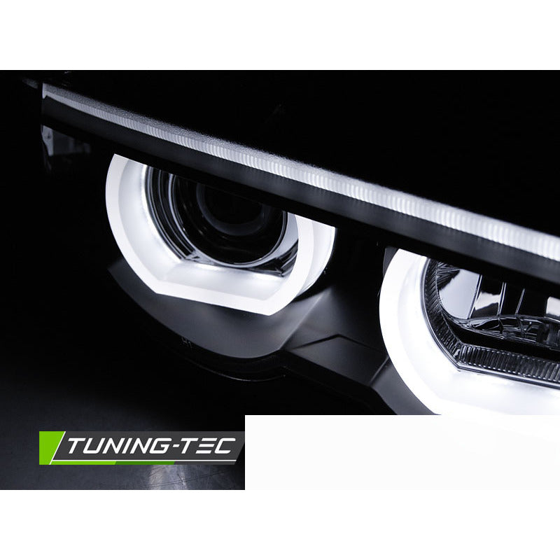 Fari Angel Eyes LED 3D Nero per BMW E38 (1994-2001) - Fanali Anteriori