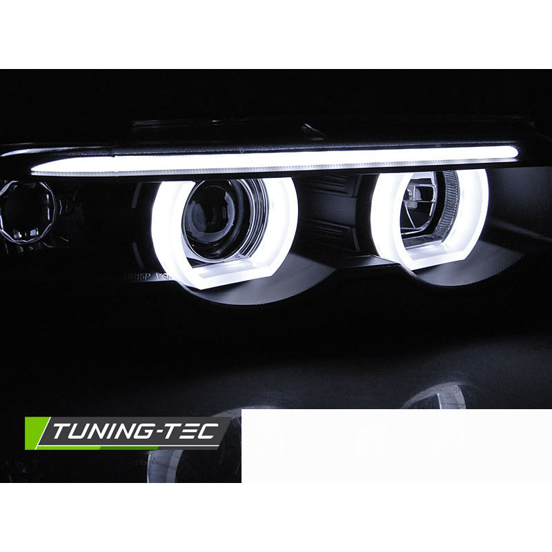 Fari Angel Eyes LED 3D Nero per BMW E38 (1994-2001) - Fanali Anteriori