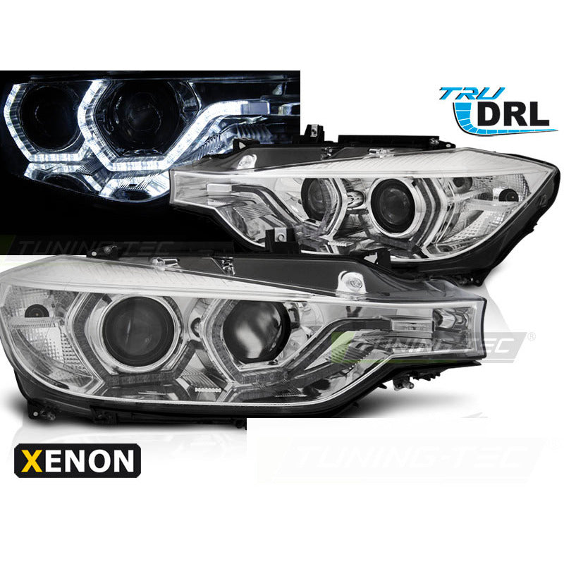 Xenon Fari Angel Eyes LED DRL Cromato per BMW F30/F31 (10.11 - 05.15)