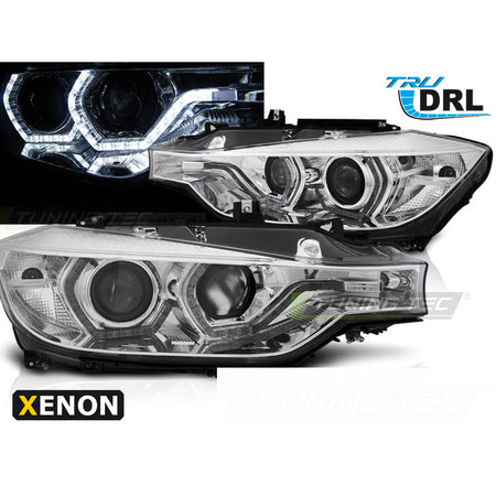 Xenon Fari Angel Eyes LED DRL Cromato per BMW F30/F31 (10.11 - 05.15)