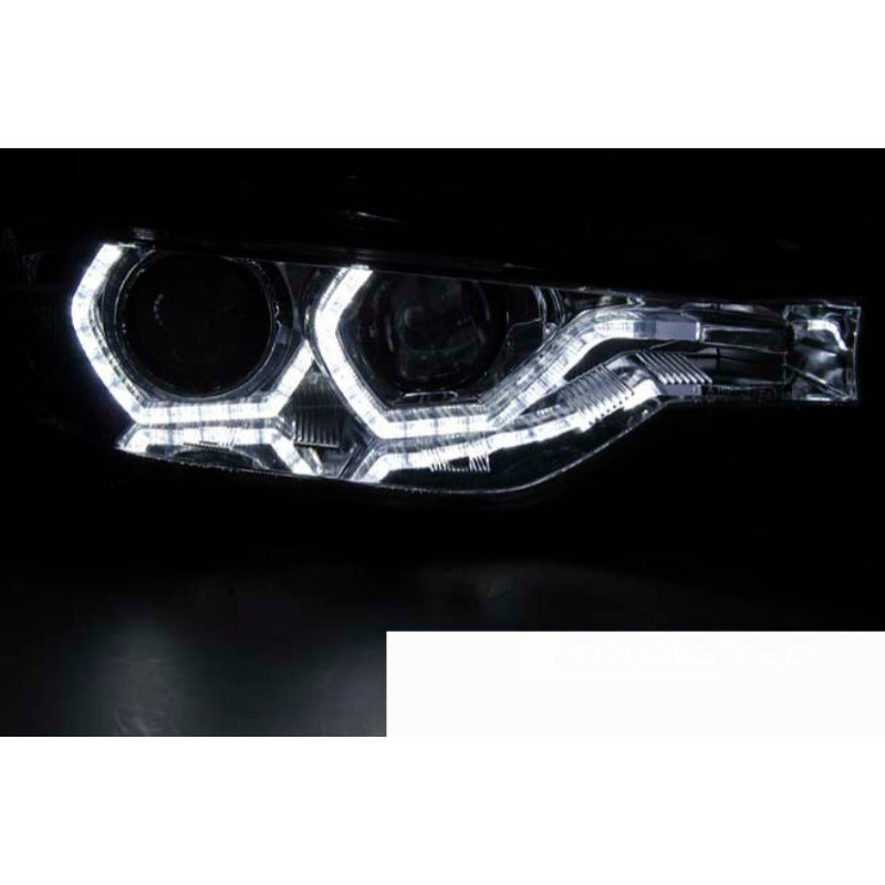 Xenon Fari Angel Eyes LED DRL Cromato per BMW F30/F31 (10.11 - 05.15)