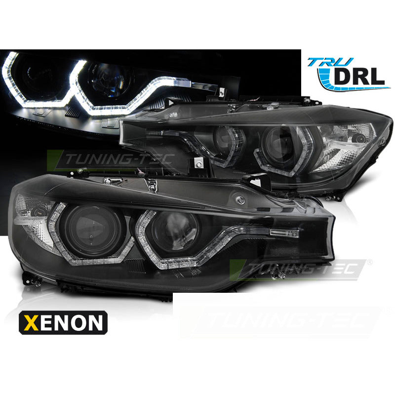 Xenon Fari Angel Eyes LED DRL Nero per BMW F30/F31 (10.11 - 05.15)