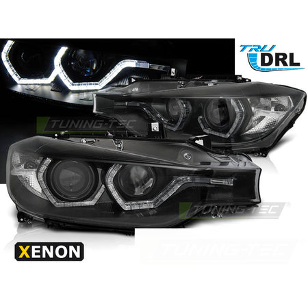 Xenon Fari Angel Eyes LED DRL Nero per BMW F30/F31 (10.11 - 05.15)