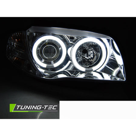 Fari Angel Eyes CCFL Cromato per BMW 1 E87 (2004-2011) - Fanali Anteriori