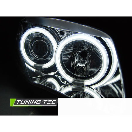Fari Angel Eyes CCFL Cromato per BMW 1 E87 (2004-2011) - Fanali Anteriori