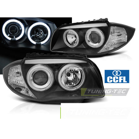 Fari Angel Eyes CCFL Nero per BMW 1 E87 (2004-2011) Fanali Anteriori