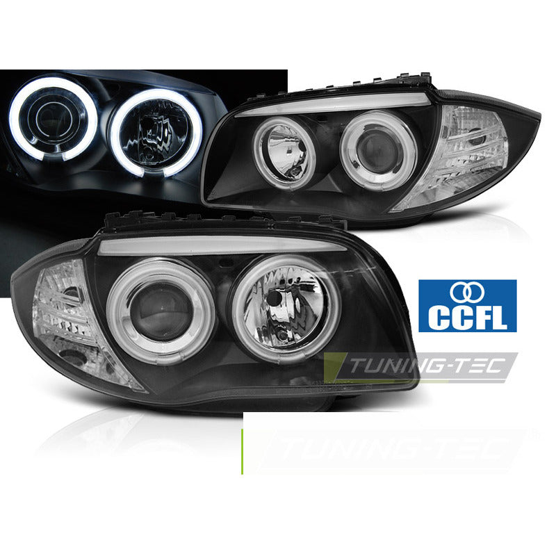 Fari Angel Eyes CCFL Nero per BMW 1 E87 (2004-2011) Fanali Anteriori