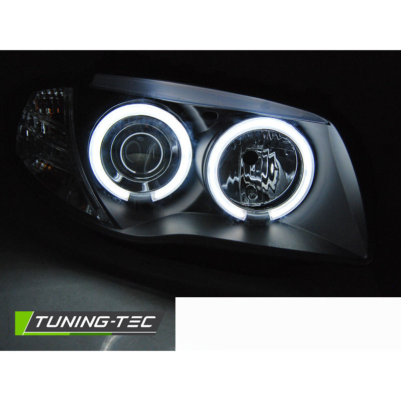 Fari Angel Eyes CCFL Nero per BMW 1 E87 (2004-2011) Fanali Anteriori