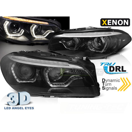 Xenon Fari Afs Angel Eyes LED DRL Nero Sequenziali per BMW F10/F11 (2010-2013)