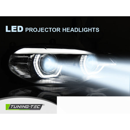Fari Anteriori LED Angel Eyes DRL Neri per BMW X5 E70 (2007-2013)