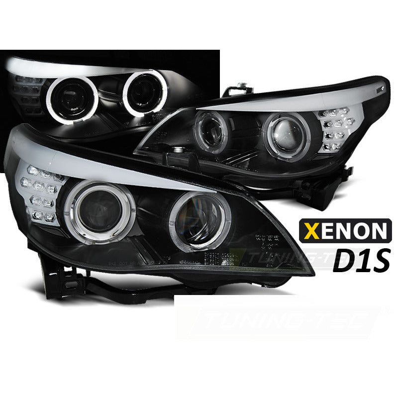 Xenon D1S Fari Angel Eyes Neri LED per BMW E60/E61 05-07