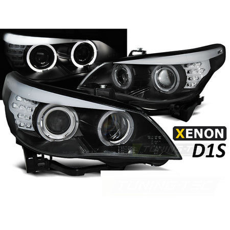 Xenon D1S Fari Angel Eyes Neri LED per BMW E60/E61 05-07
