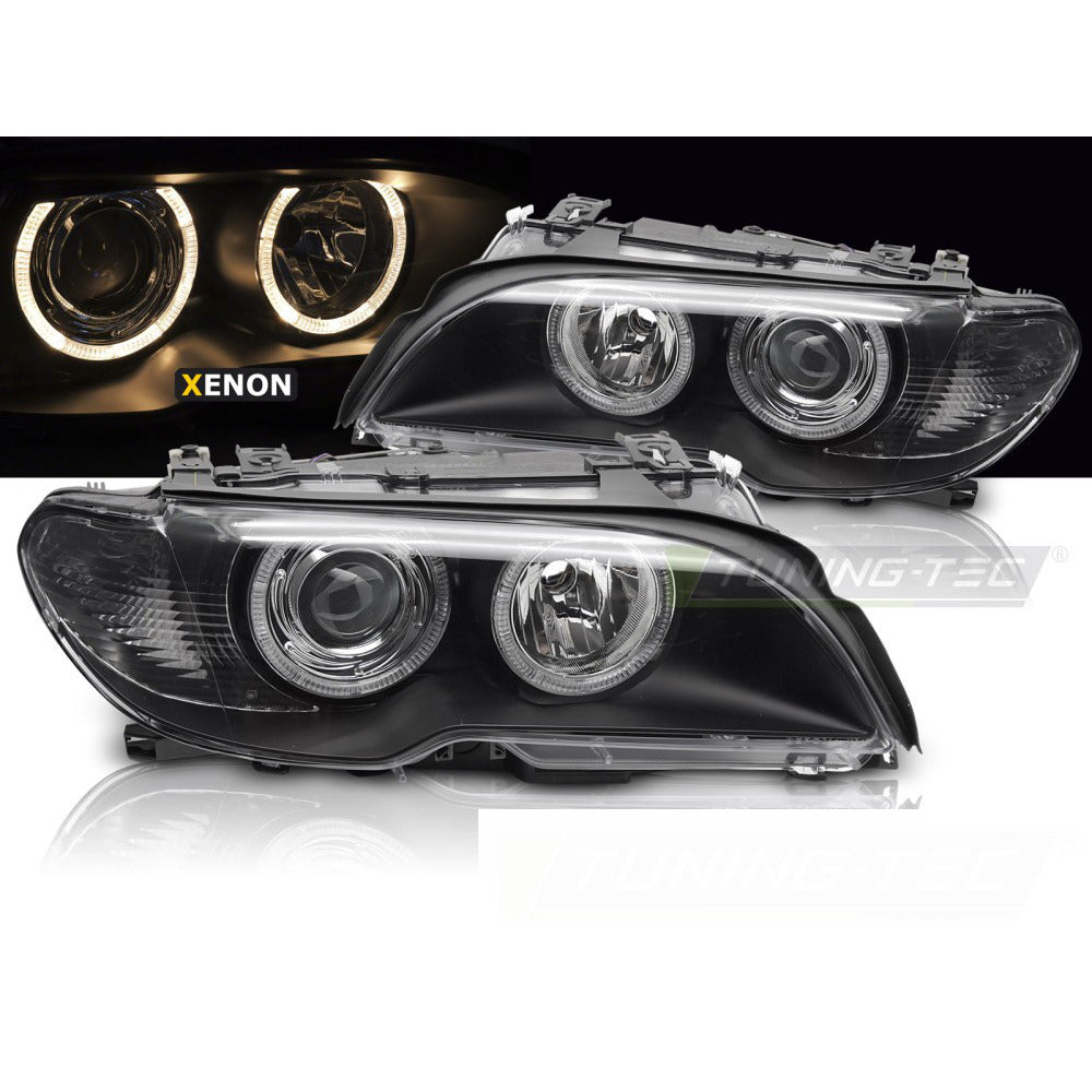 Xenon Fari Angel Eyes Nero per BMW E46 03-06 Coupé Cabrio
