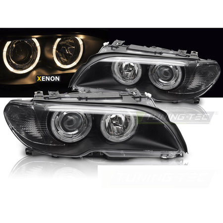 Xenon Fari Angel Eyes Nero per BMW E46 03-06 Coupé Cabrio