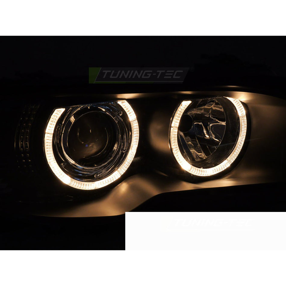 Xenon Fari Angel Eyes Nero per BMW E46 03-06 Coupé Cabrio