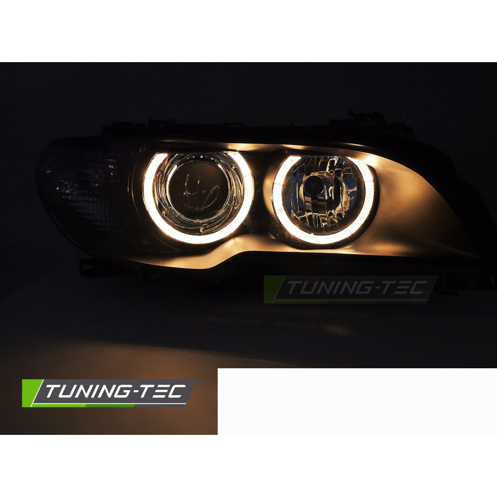 Xenon Fari Angel Eyes Nero per BMW E46 03-06 Coupé Cabrio