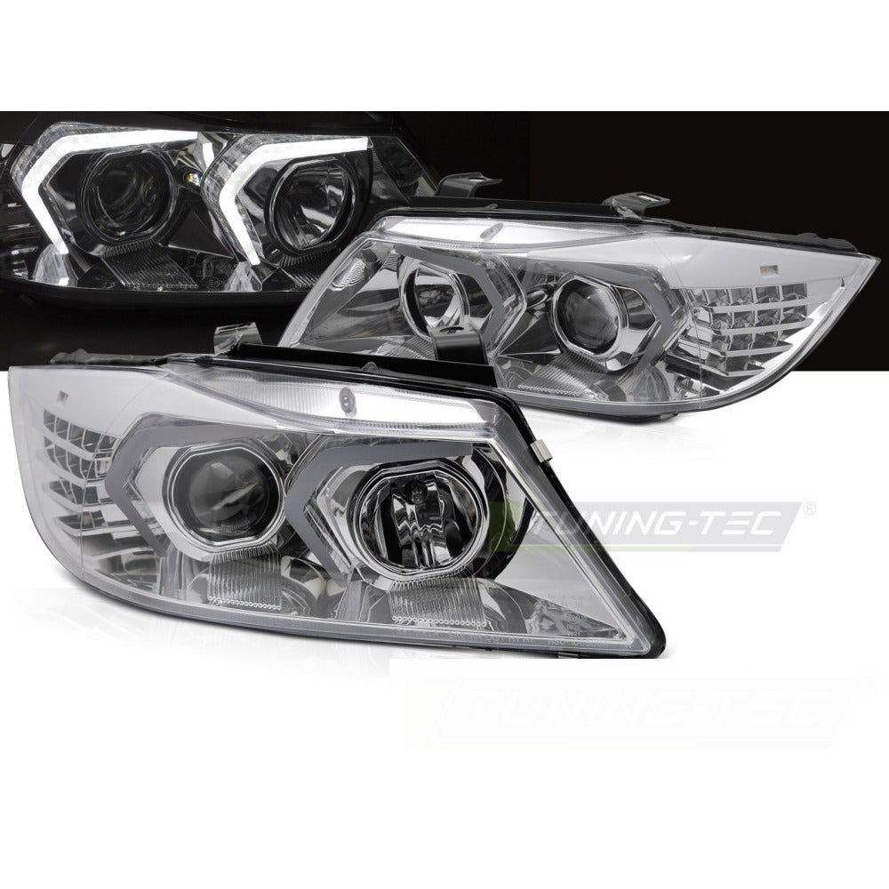Fari LED Cromato per BMW E90/E91 (anni 2005-2008) - Fanali Anteriori