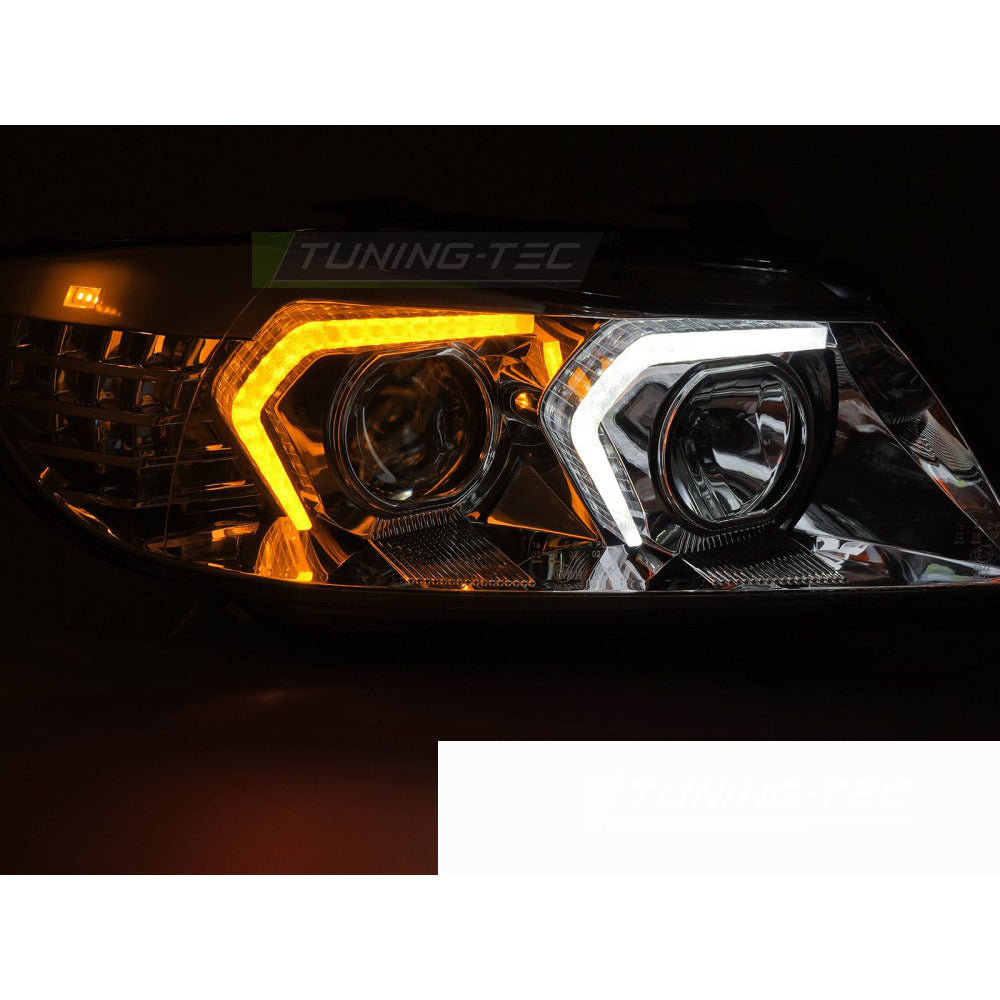 Fari LED Cromato per BMW E90/E91 (anni 2005-2008) - Fanali Anteriori