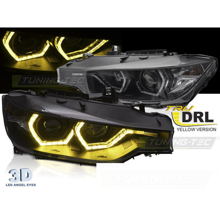 Fari Angel Eyes Giallo LED DRL Nero per BMW F30/F31 (2011-2015)