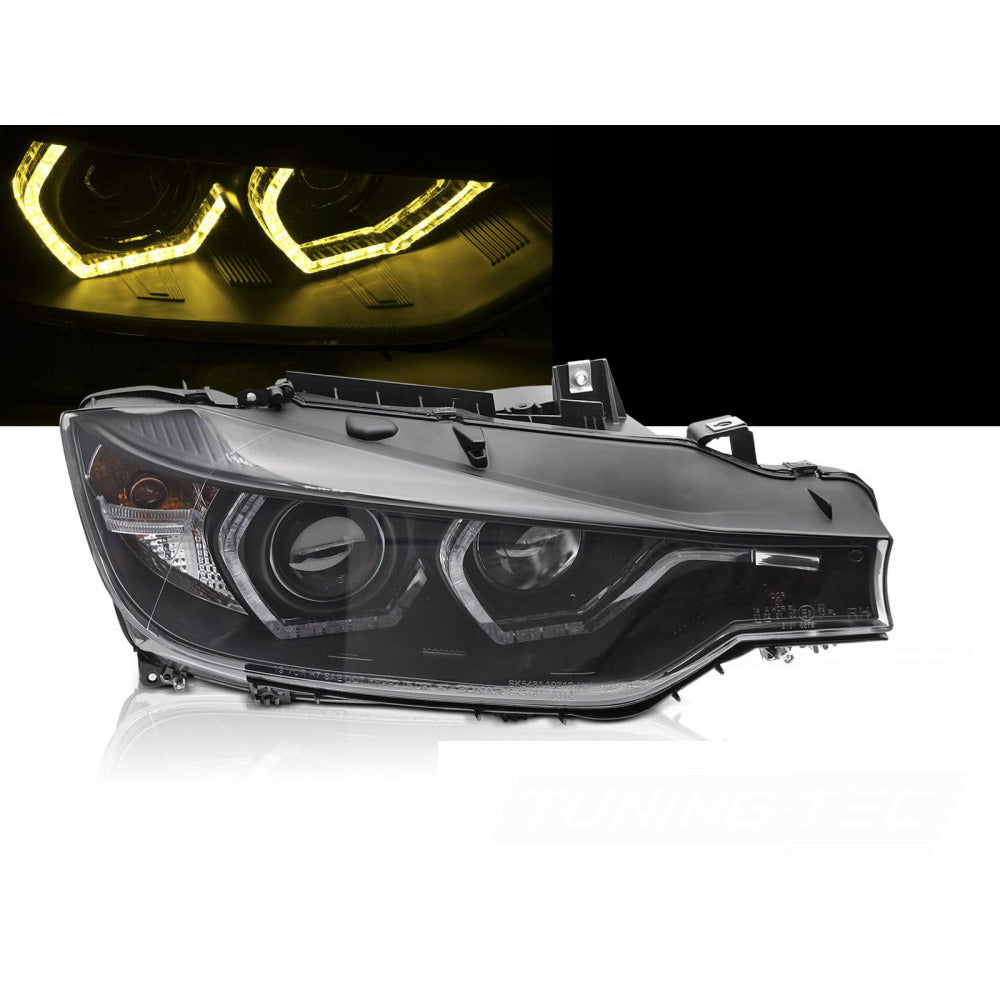 Fari Angel Eyes Giallo LED DRL Nero per BMW F30/F31 (2011-2015)