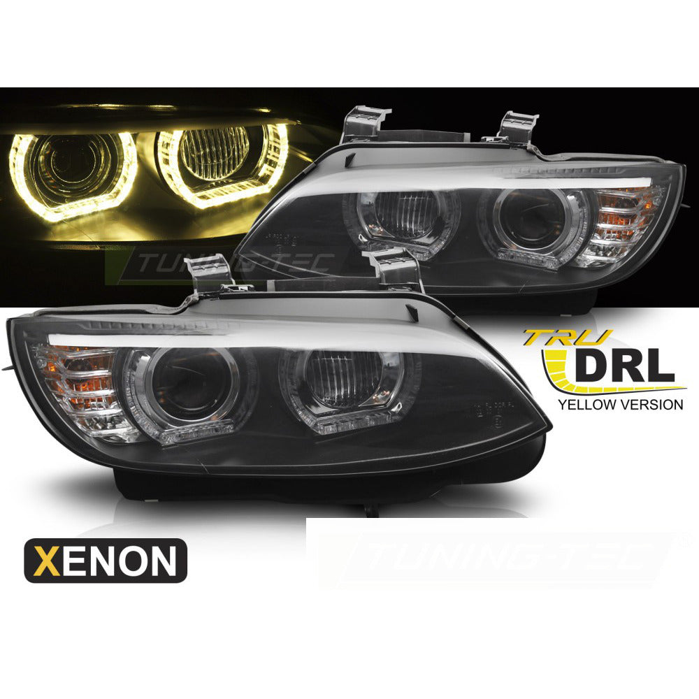 Xenon Fari Giallo LED Nero DRL per BMW Serie 3 E92 (06-10) Luci Diurne