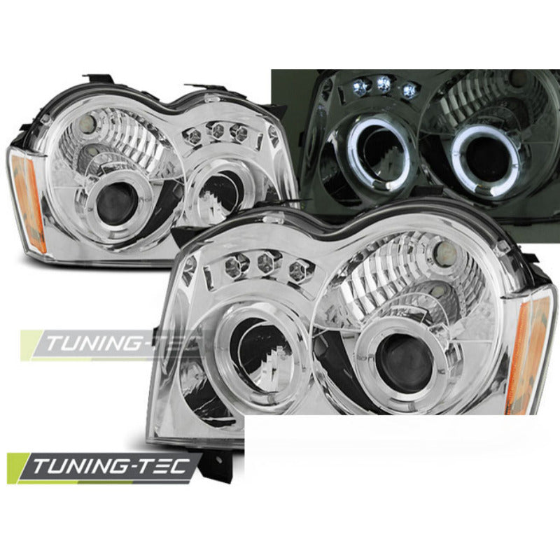 Fari Anteriori Angel Eyes Cromati per Jeep Grand Cherokee (2005-2008)