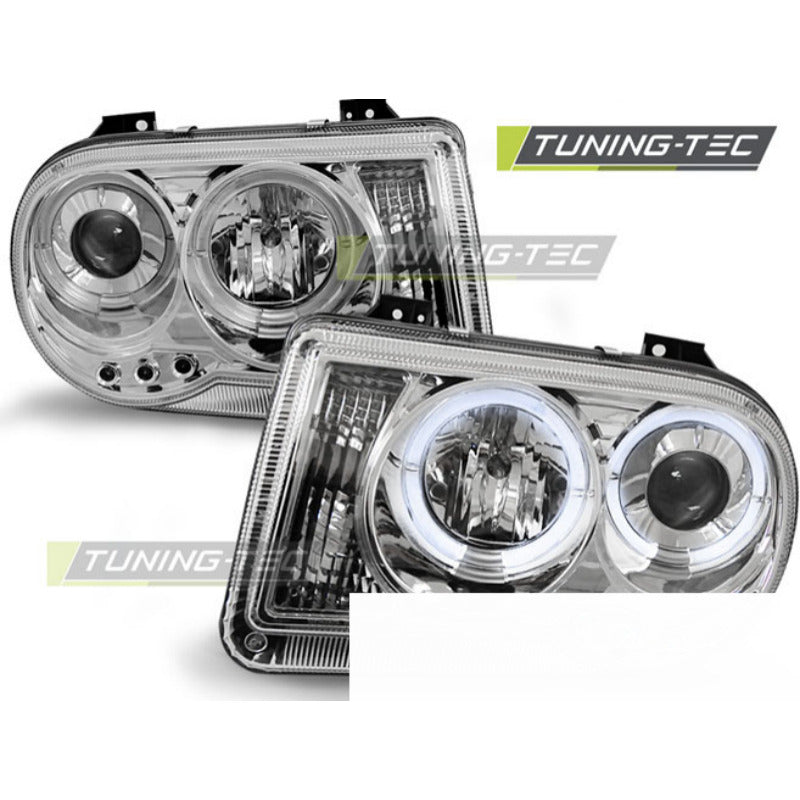 Fari Anteriori Angel Eyes Cromati per Chrysler 300C (2005-2010)