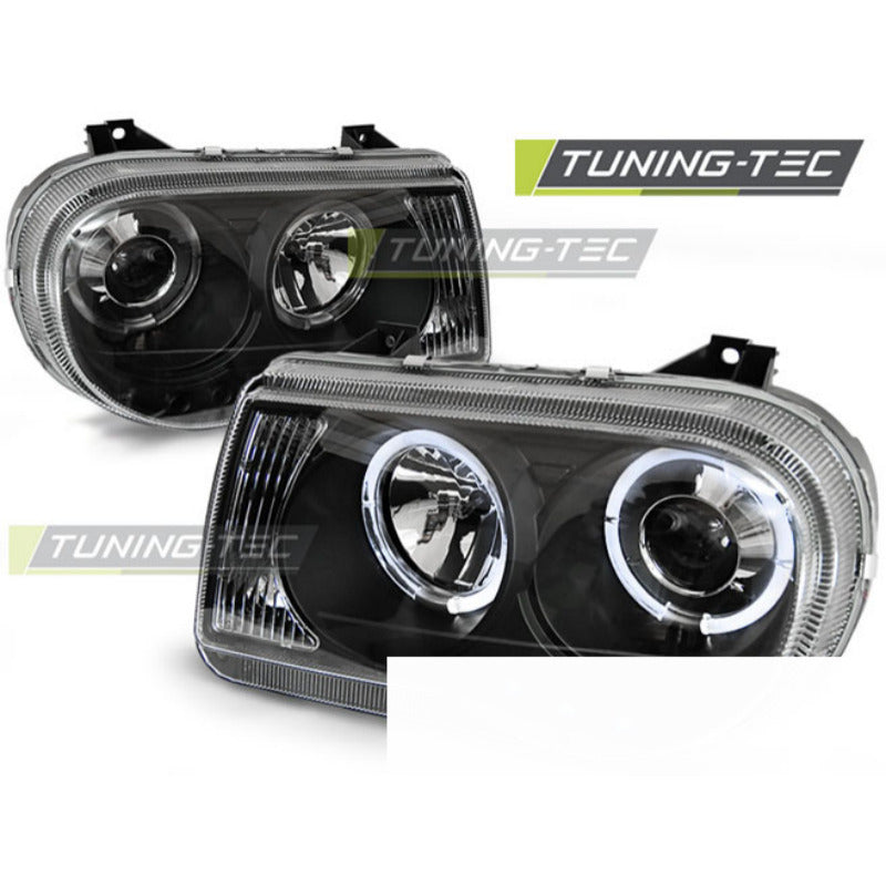 Fari Anteriori Angel Eyes Neri per Chrysler 300C (2005-2010)
